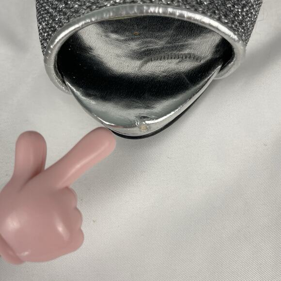 Nine West Danee Peep Toe Pumps Platform High Heels 7.5M Silver Glitter - Picture 7 of 9